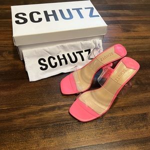 Arielle vinyl  heels square toe heels